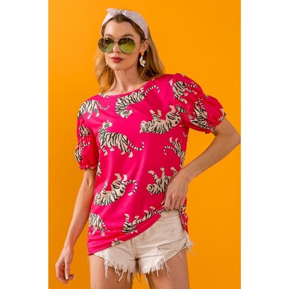 Vibrant Pink Tiger Tee - Picture 3 of 4